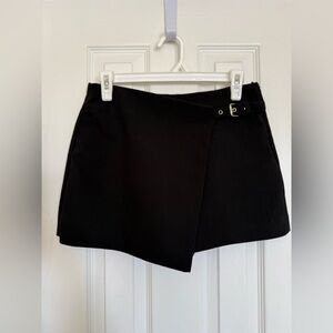 Zara Black Mini Skort with Side Buckle Detail